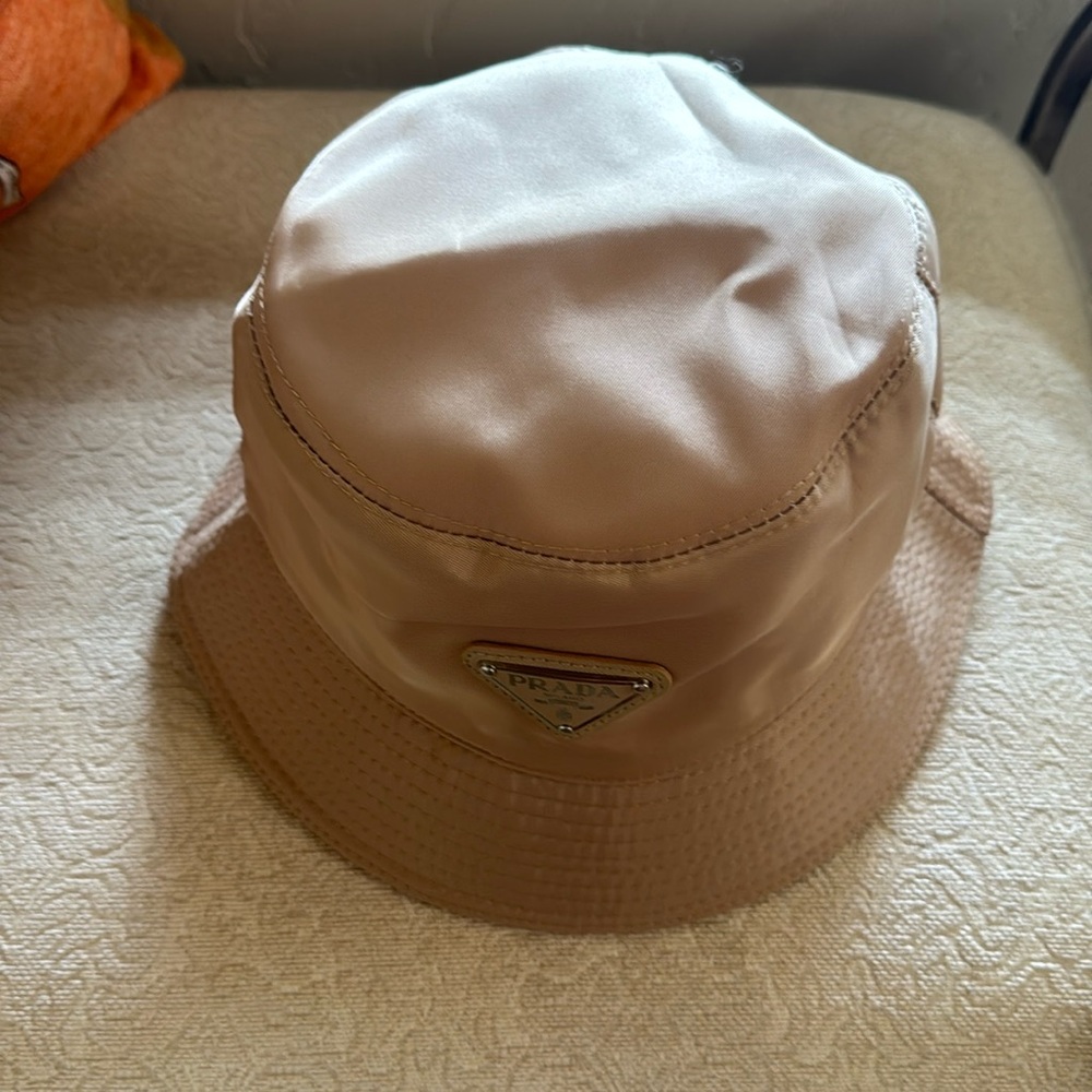 Beige designer bucket hat